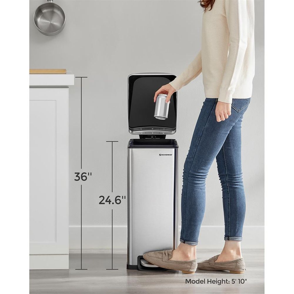 Garbage Can - 13 Gallon Slim - Soft Close Lid - Narrow Spaces