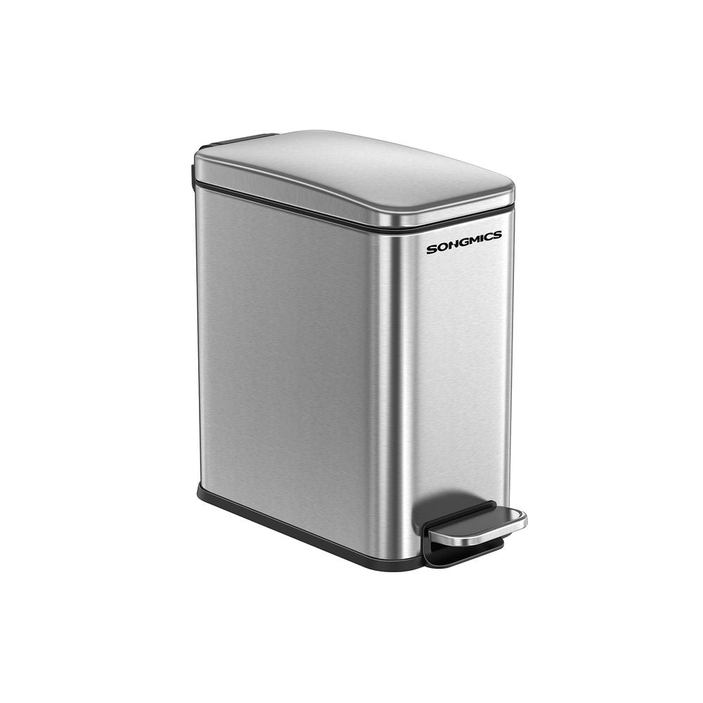 Small Trash Bin With Lid – Step Pedal – Slim Bathroom Design