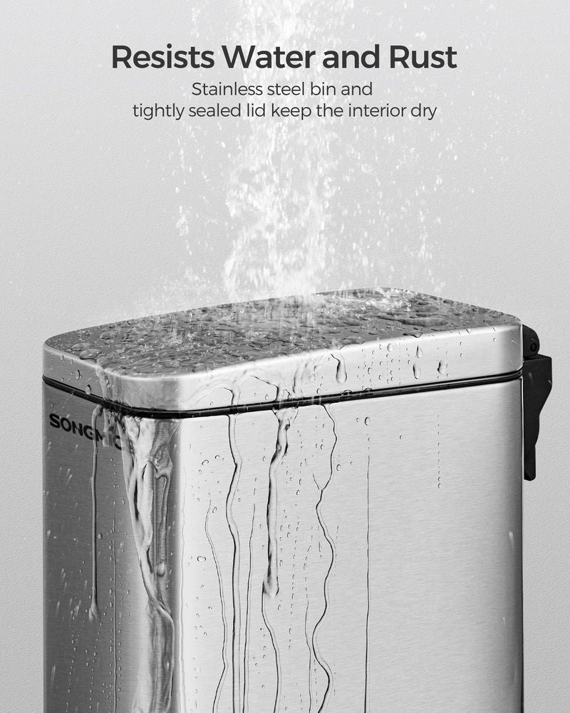 Small Trash Bin With Lid – Step Pedal – Slim Bathroom Design