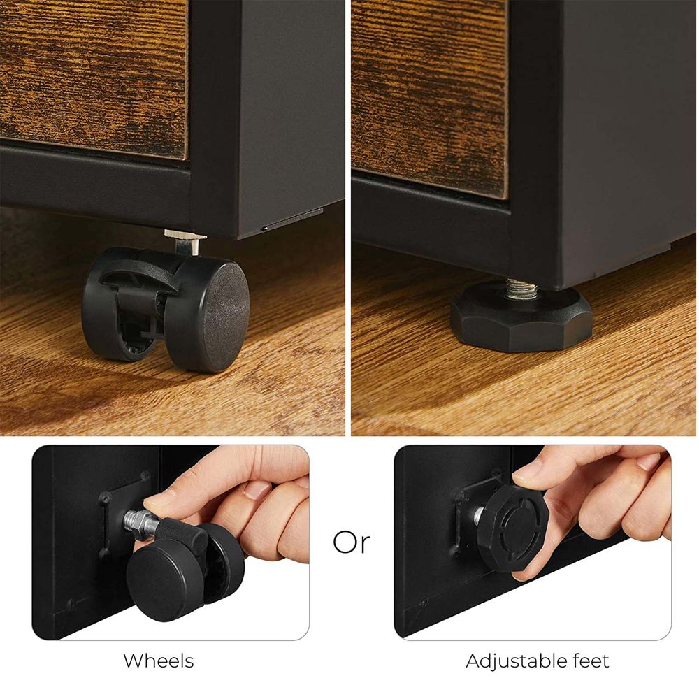 Office Filing Cabinet With Lock – 3 Drawers – Rolling Storage