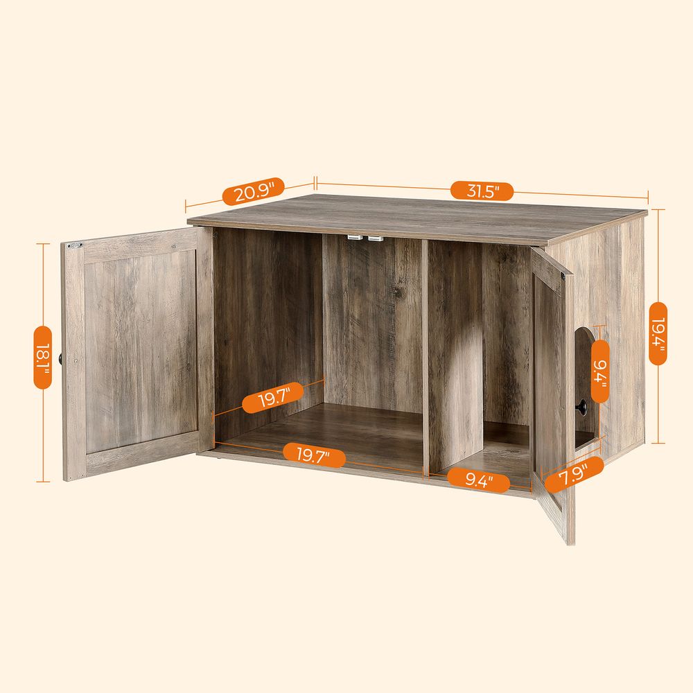 Cat Litter Box Enclosure – Removable Divider – Furniture Cabinet