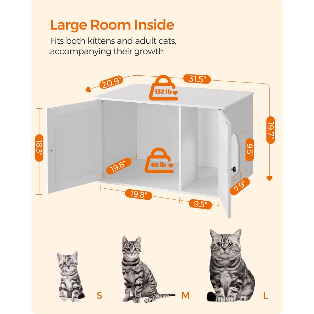 Cat Litter Box Enclosure – Removable Divider – Furniture Cabinet