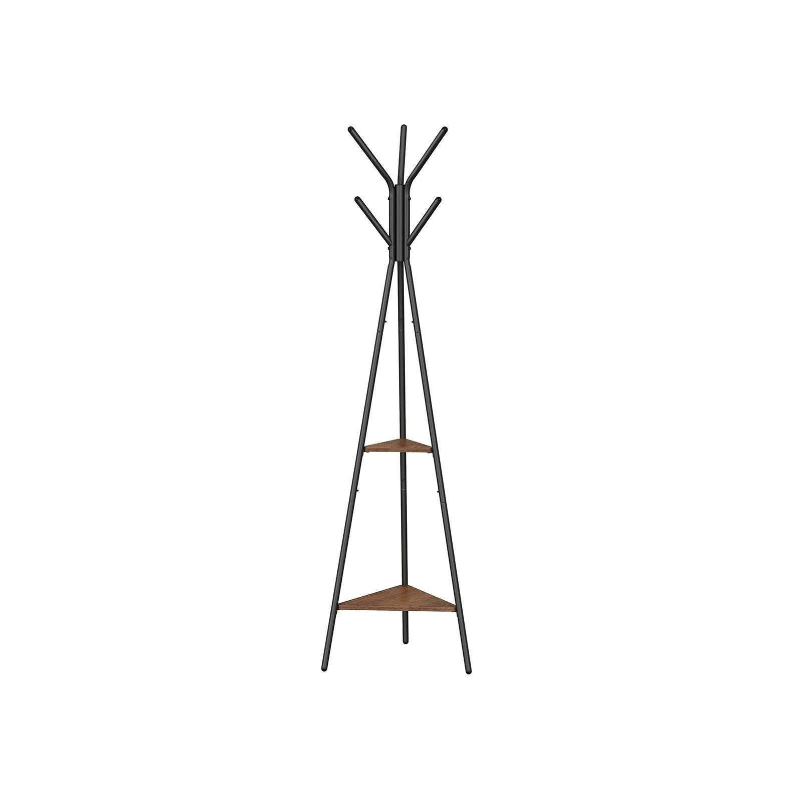 Coat Hanger Stand - Hall Tree With 2 Shelves - Entryway Organizer