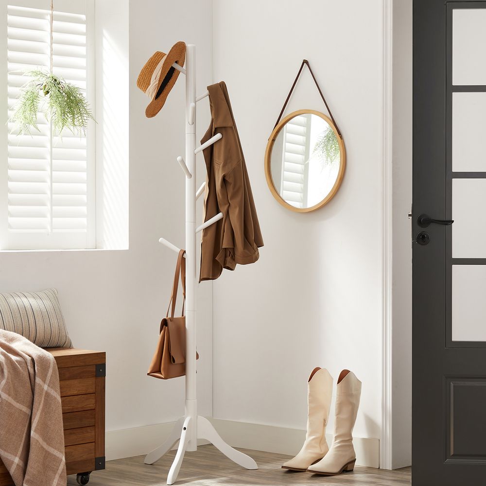Solid Wood Coat Rack - Freestanding - 8 Hook Design