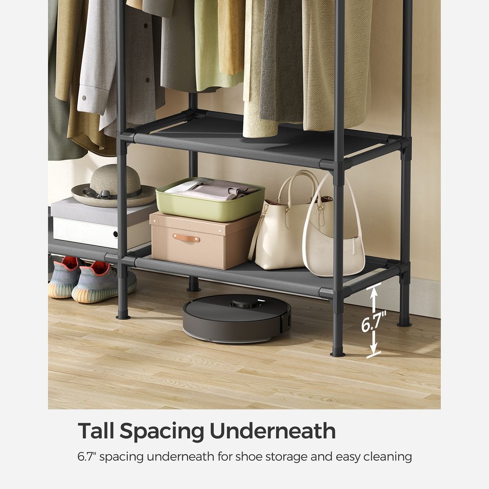 Heavy Duty Clothes Rack With Hanging Rails and Shelves Closet Organizer