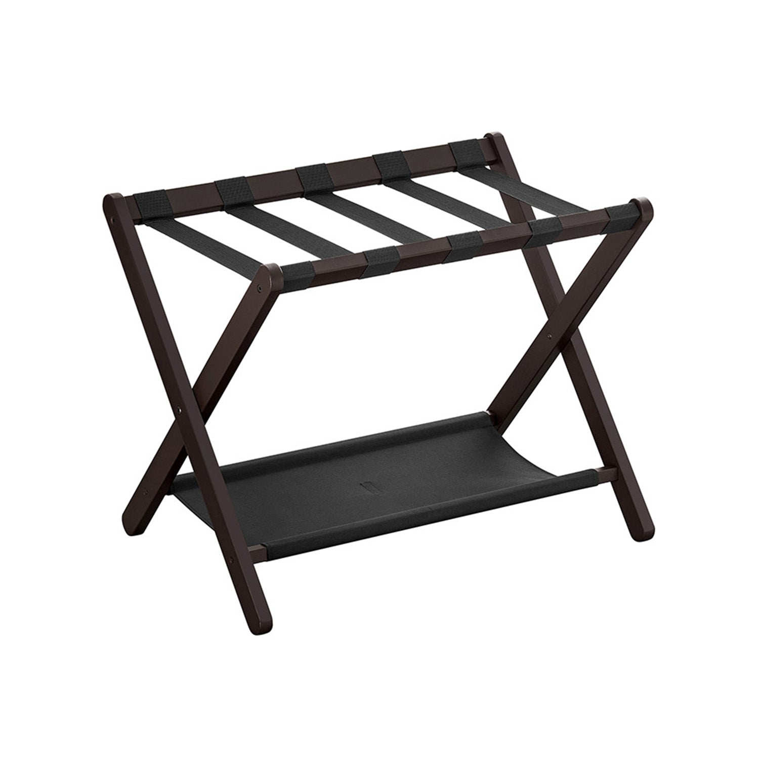 Luggage Rack - Folding With Storage Shelf - Guest Room Stand
