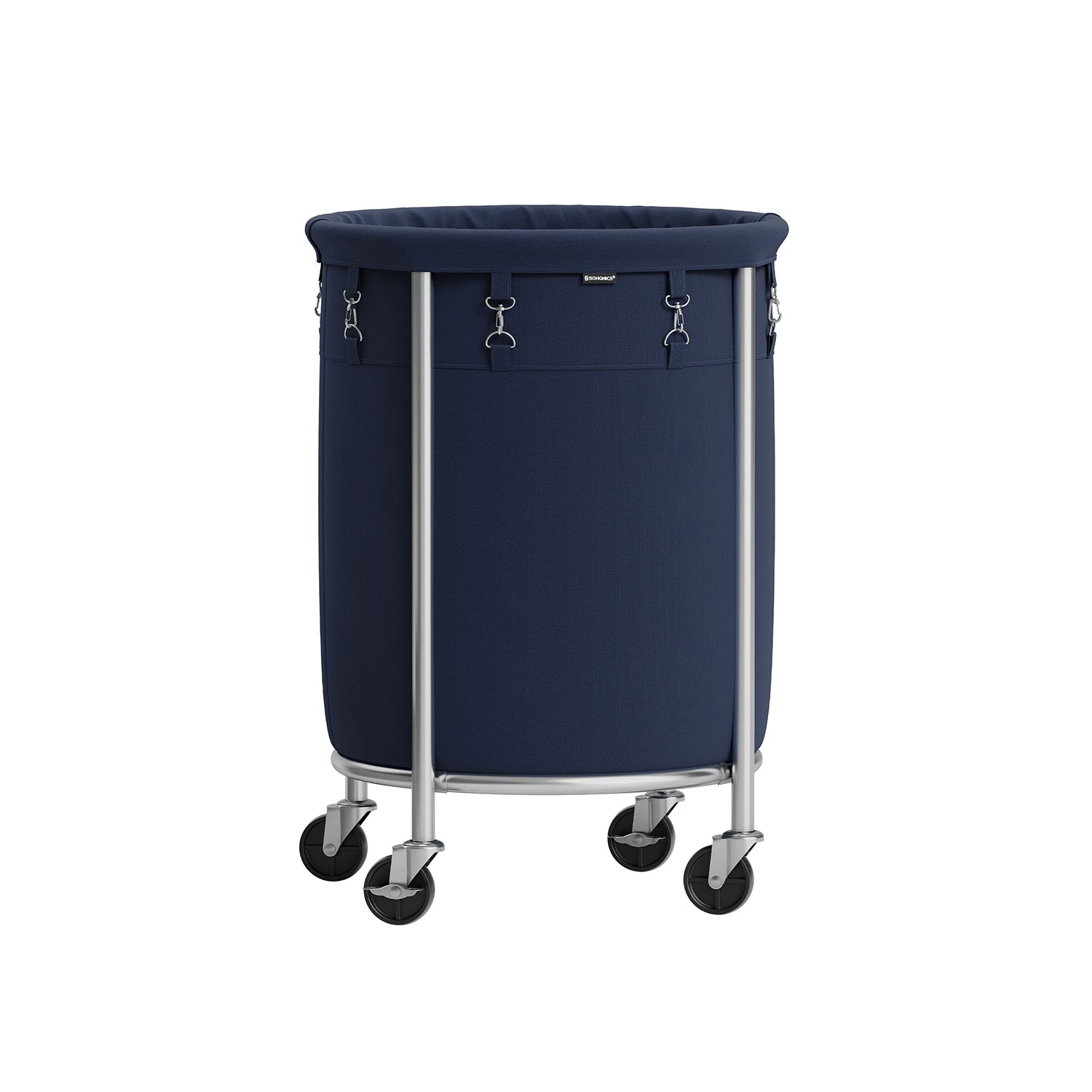 Laundry Basket - Round Rolling Hamper - With Wheels