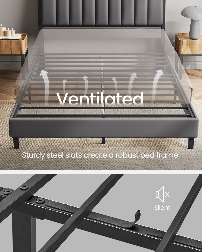 LED Bed Frame with Storage Headboard – Charging Station – Full & Queen Size