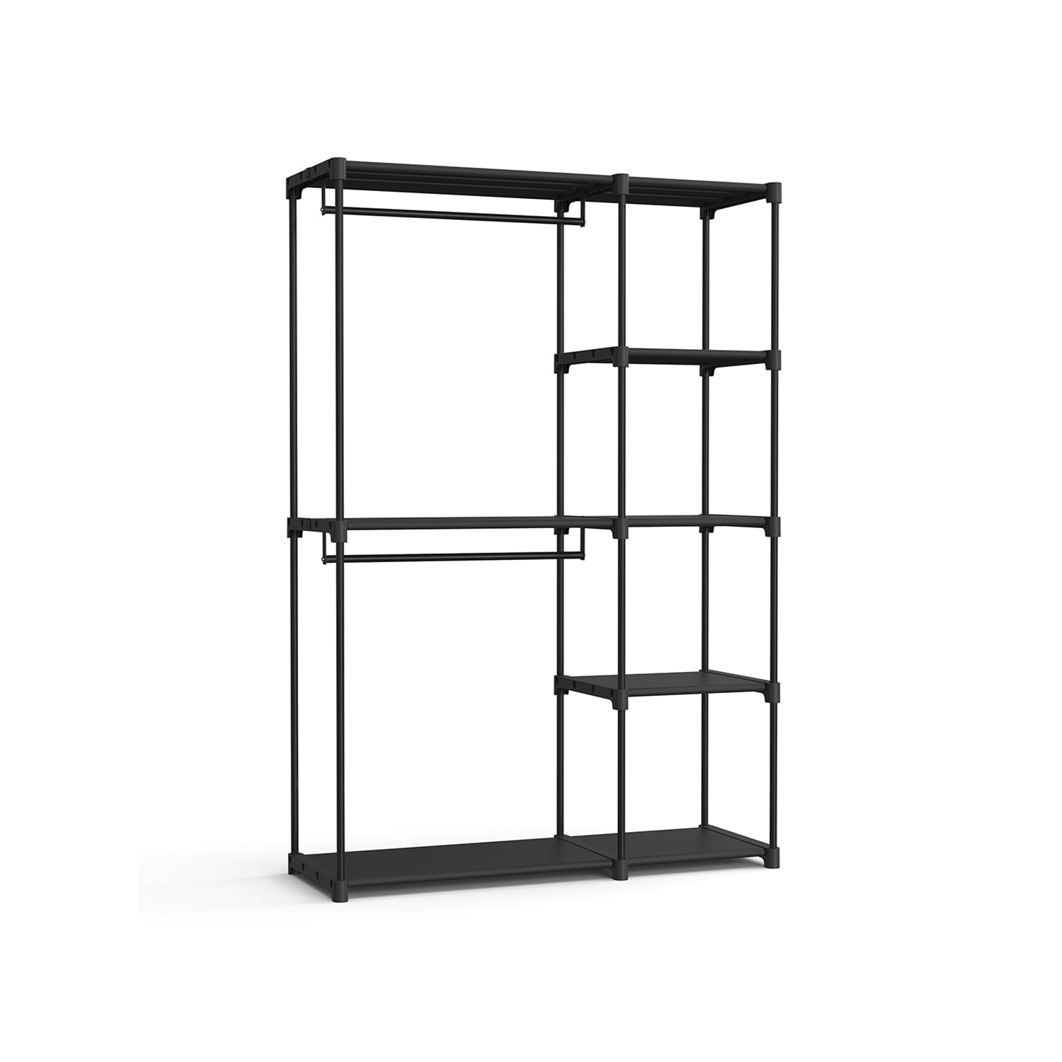 Freestanding Closet Organizer With Shelves and Hanging Rods