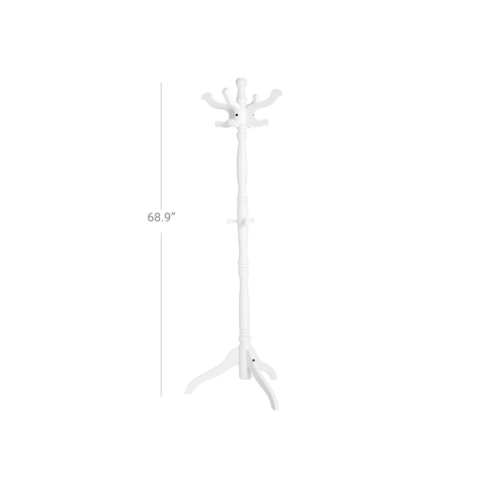 Coat Rack - Freestanding Wood Stand - 11 Hook Entryway