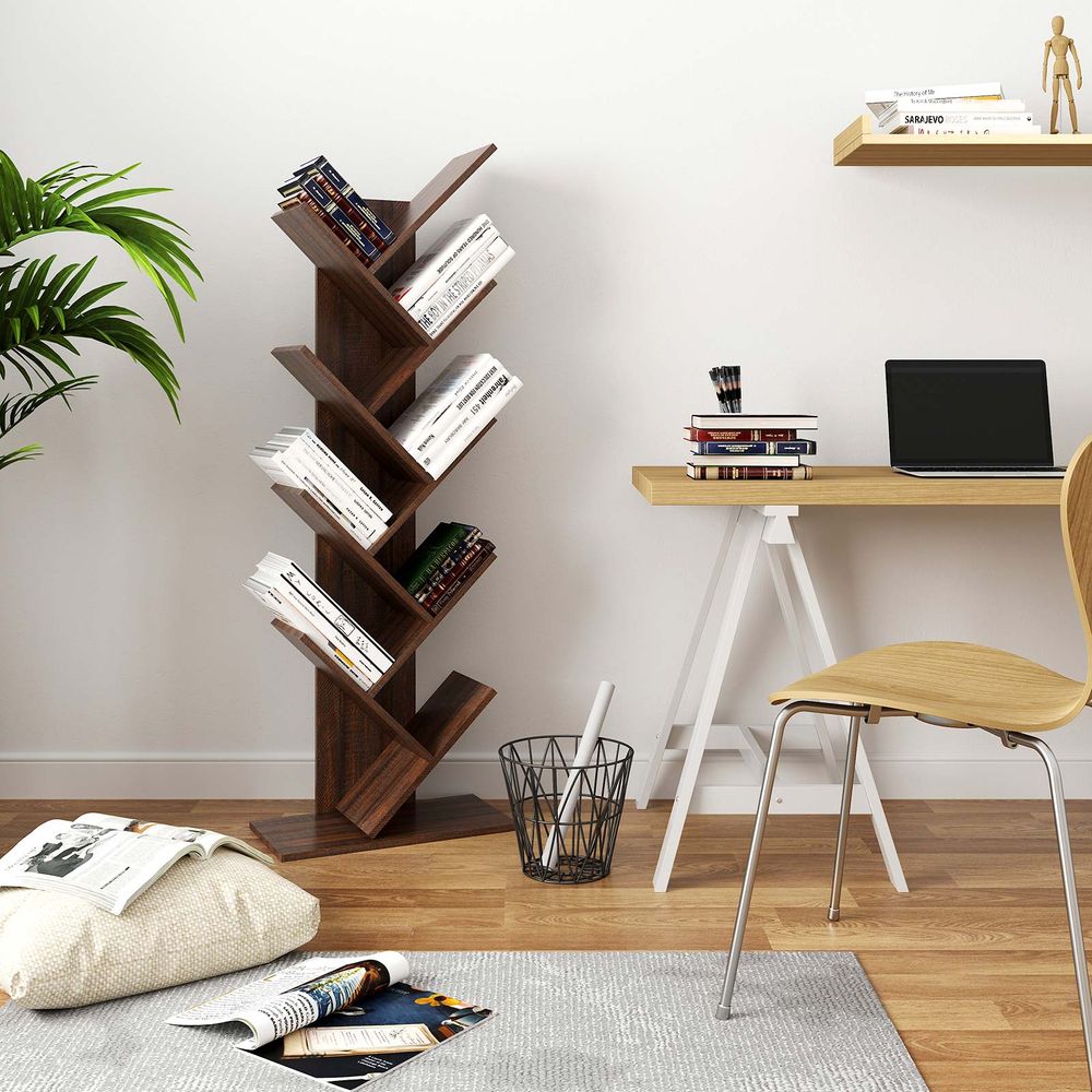 Bookshelf - 9 Tier Tree - Space Saving Corner Bookcase