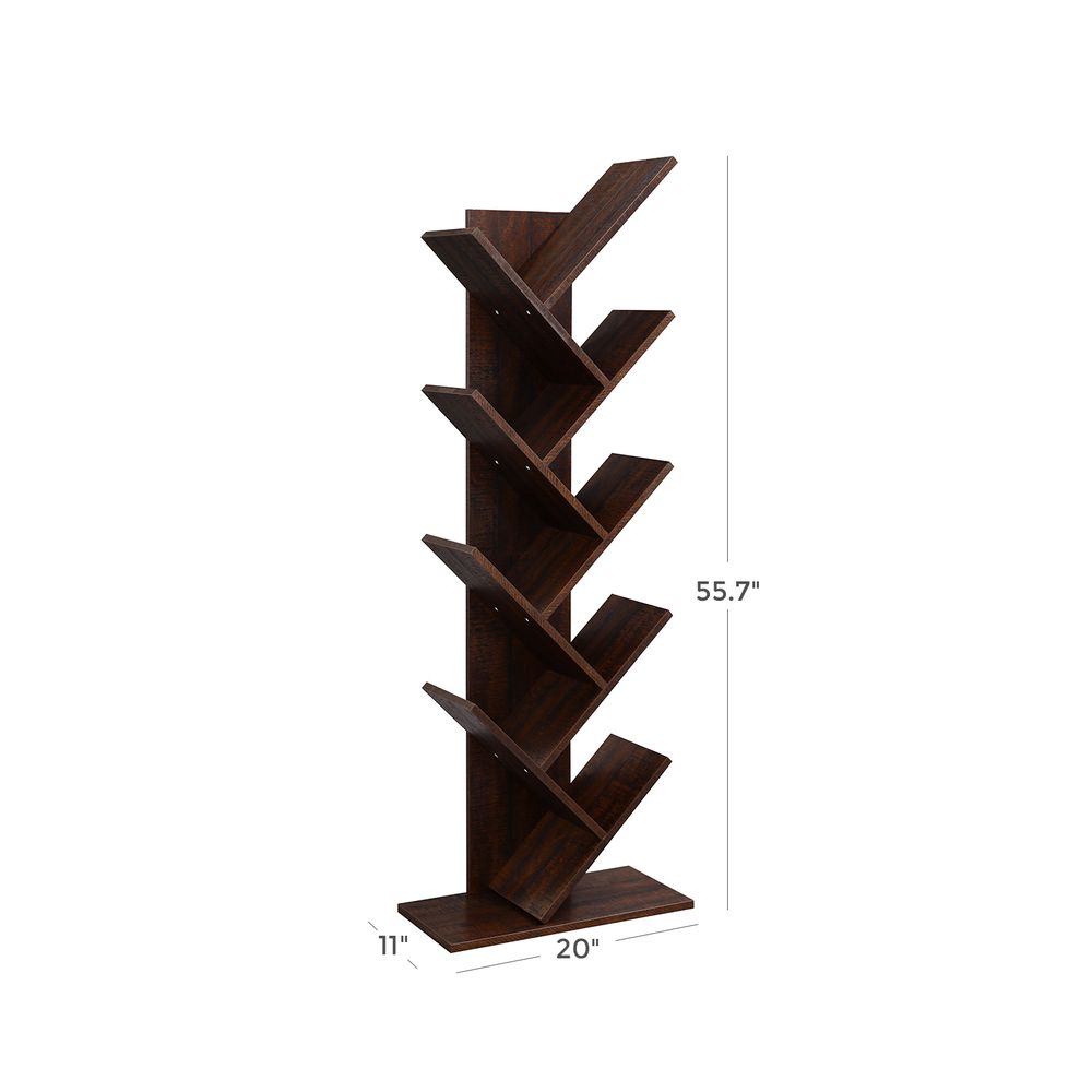 Bookshelf - 9 Tier Tree - Space Saving Corner Bookcase