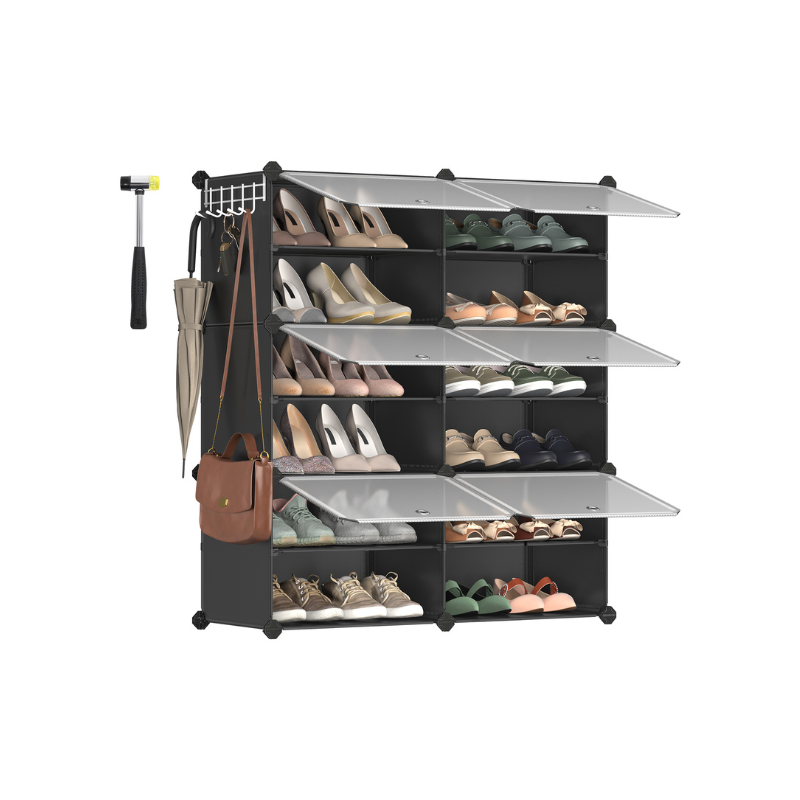 Shoe Organizer Cabinet - 6 Cubes With Doors - Holds 24 Pairs