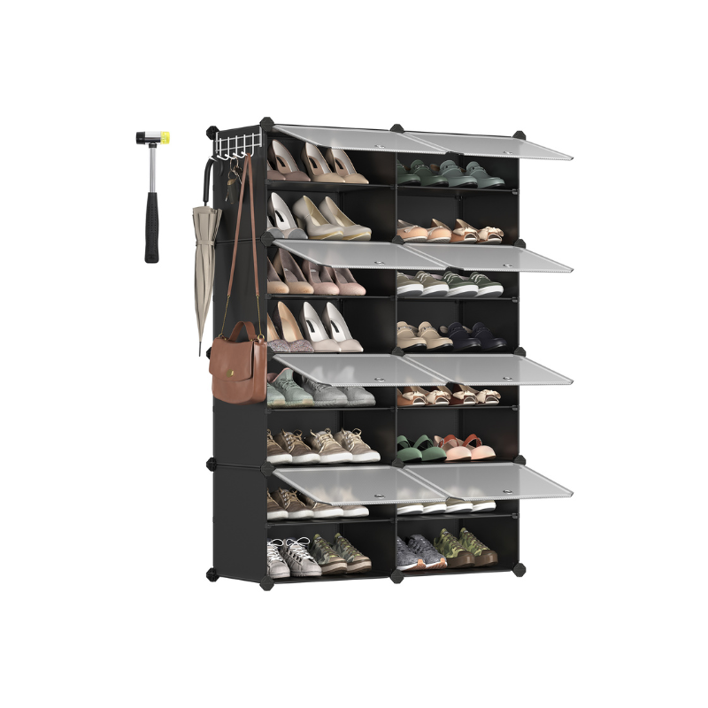 Shoe Organizer Cabinet - 6 Cubes With Doors - Holds 24 Pairs