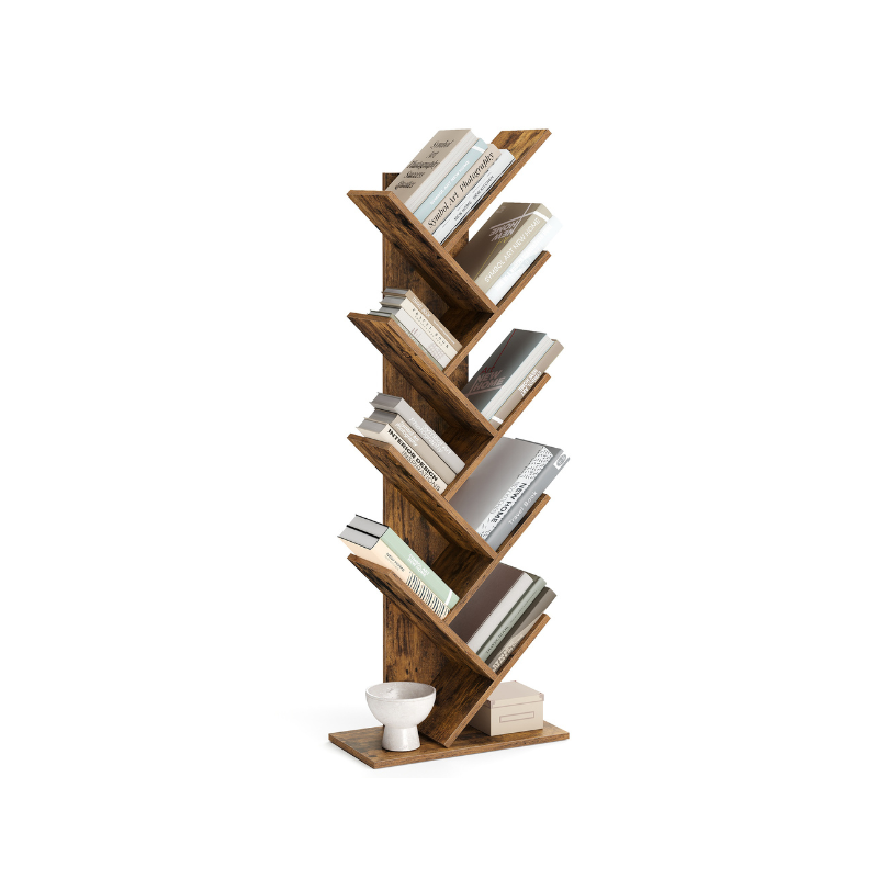Bookshelf - 9 Tier Tree - Space Saving Corner Bookcase