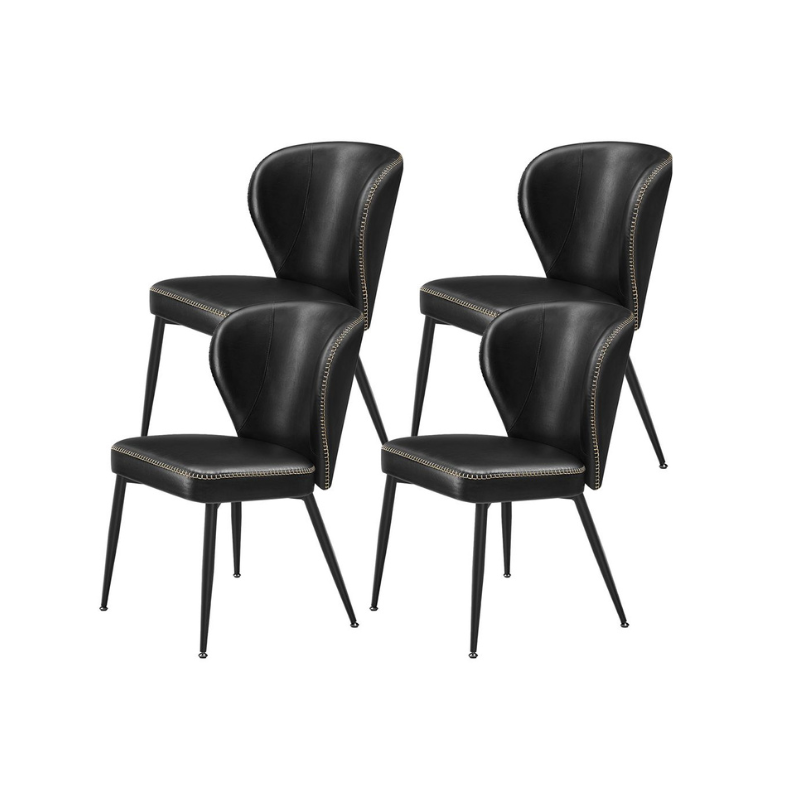 Dining Chairs Set – Padded Faux Leather Seats – Steel Legs
