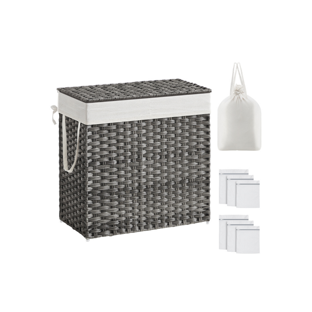 Clothes Hamper With Lid - 2 Section - 110–130L Capacity