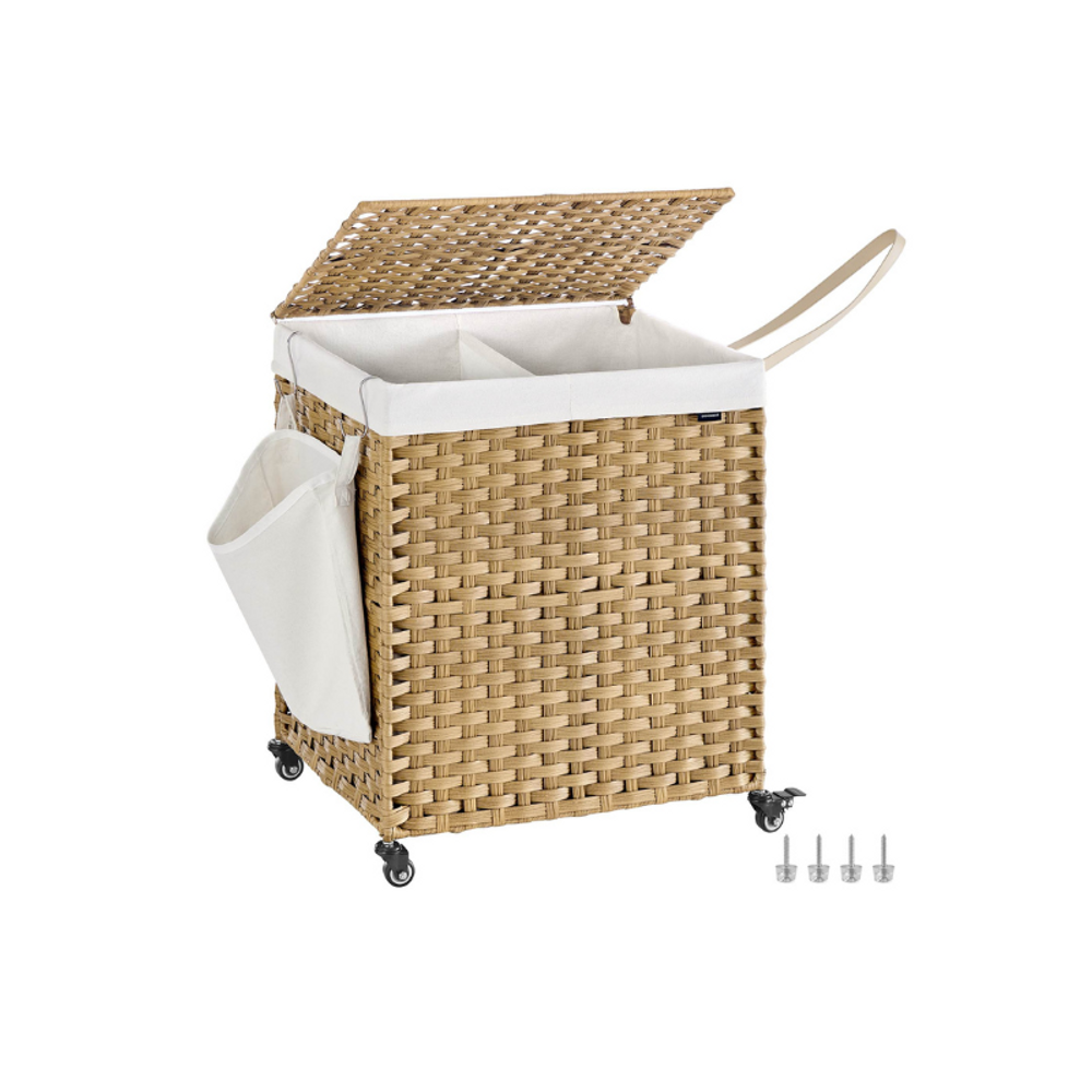Laundry Basket - Rolling With Wheels - 3 Section - 145L & 160L