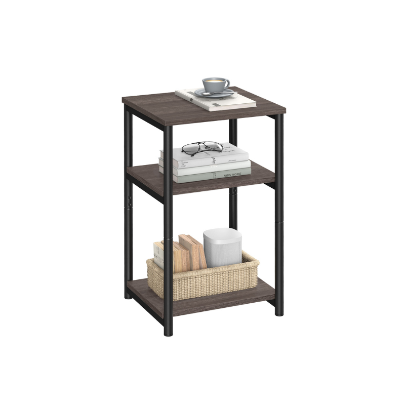 Small End Table With 3 Tiers – Industrial Design – Slim Space-Saving Table