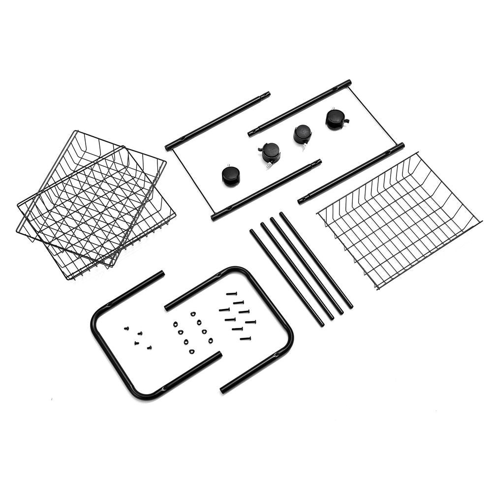 Metal Rolling Cart - 3 Tier - With Baskets And Wheels