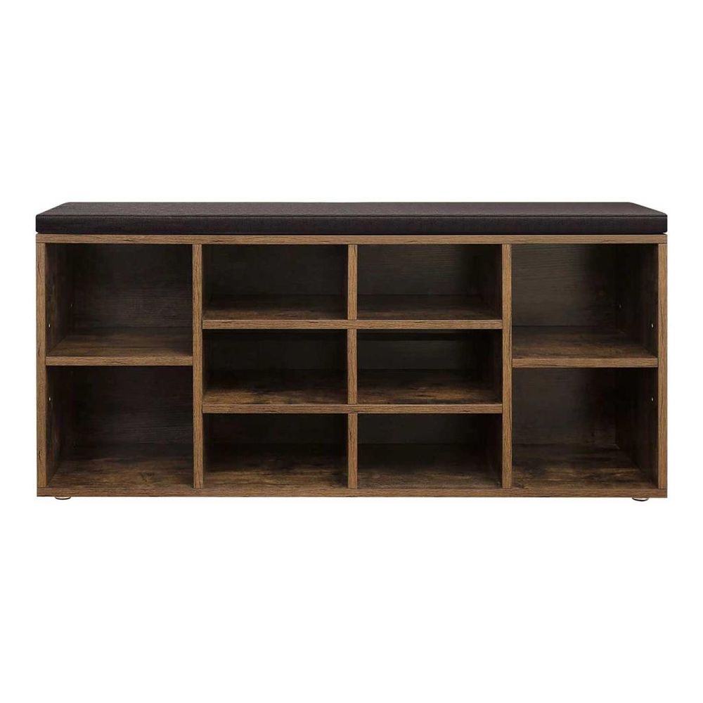 Shoe Bench With Cushion - 10 Compartments Storage - Entryway