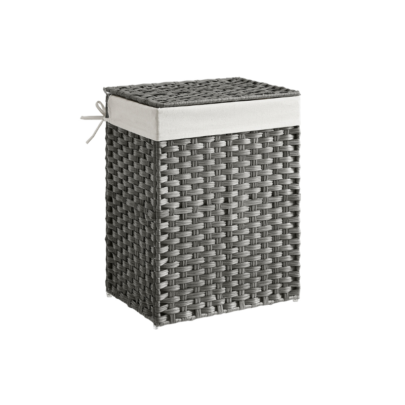 Laundry Basket With Lid - Synthetic Rattan - 23.8 Gallon