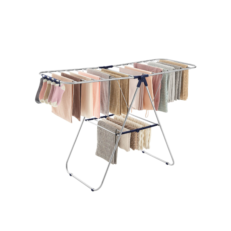 Clothes Drying Rack - With Sock Clips - Heavy Duty Steel