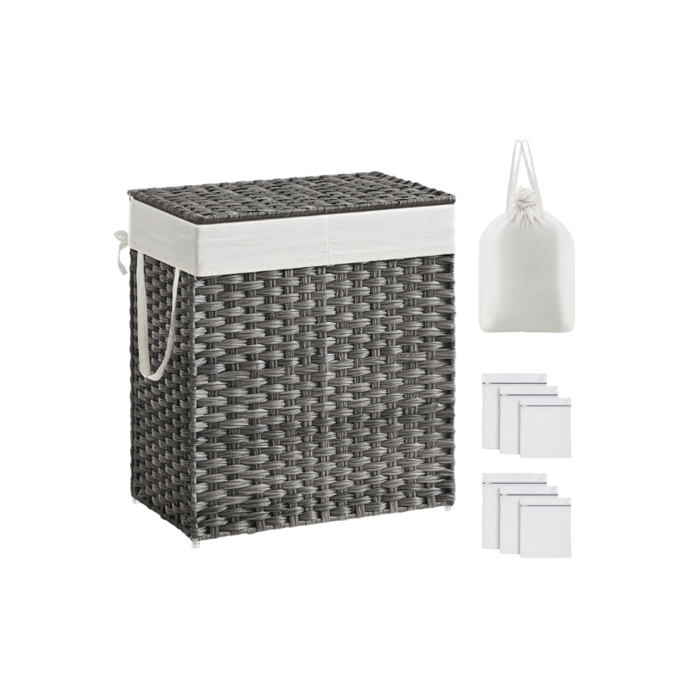 Clothes Hamper With Lid - 2 Section - 110–130L Capacity