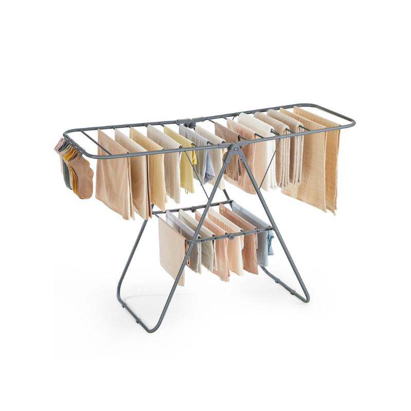 Clothes Drying Rack - With Sock Clips - Heavy Duty Steel