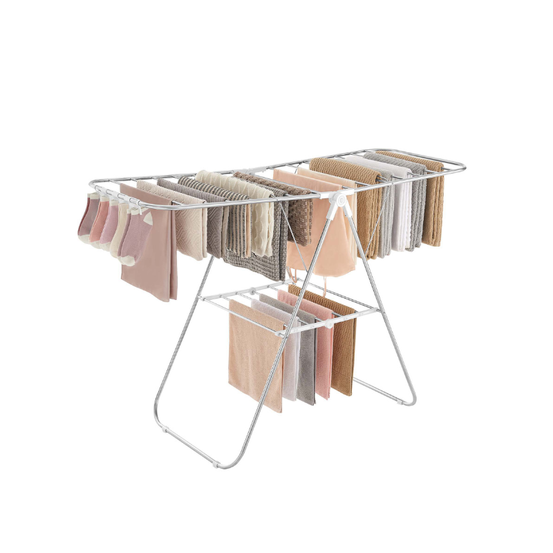 Clothes Drying Rack - With Sock Clips - Heavy Duty Steel