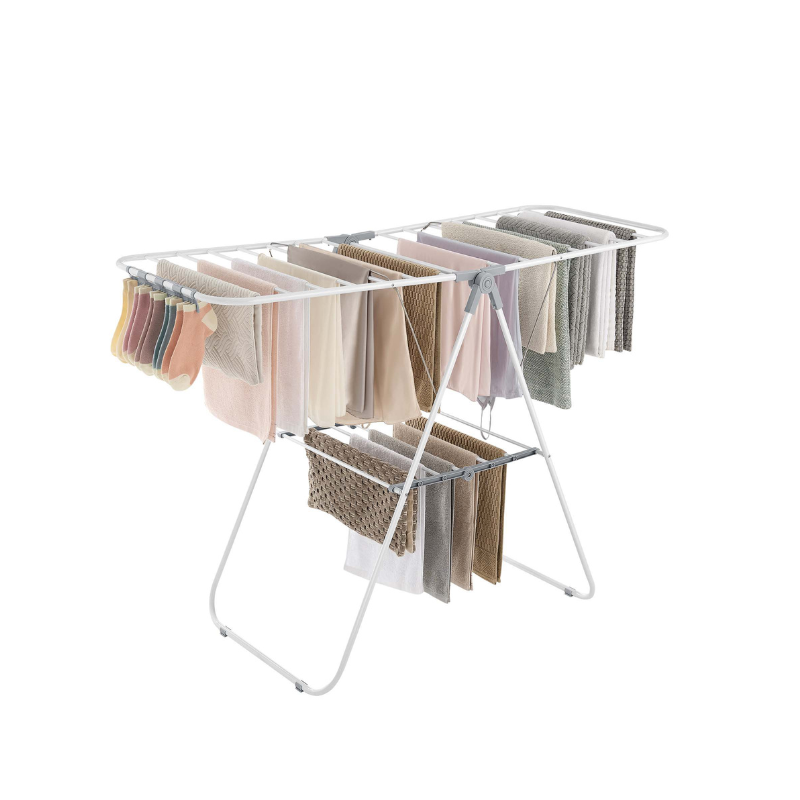Clothes Drying Rack - With Sock Clips - Heavy Duty Steel