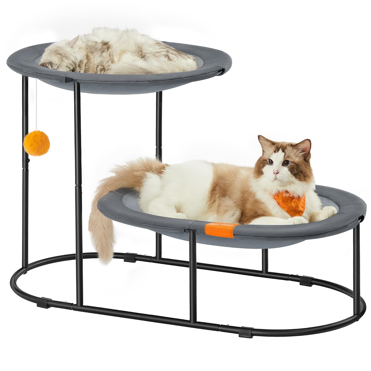 2 Tier Elevated Cat Bed Multi Level Cat Hammock With Steel Frame