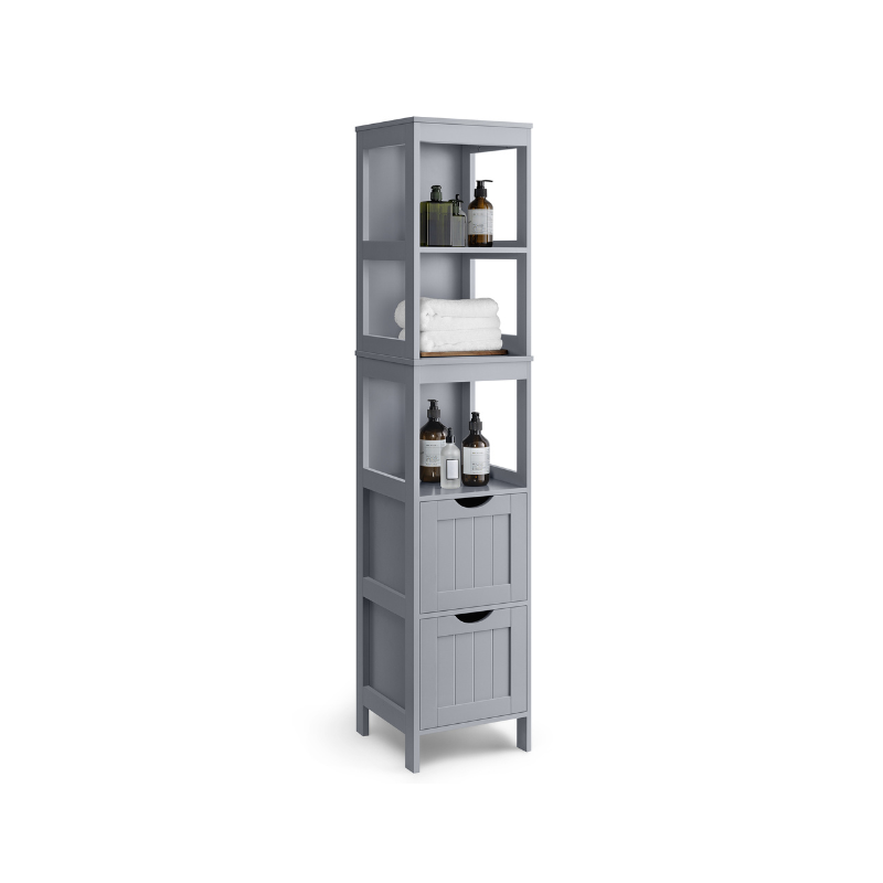 Bathroom Floor Cabinet - Slim With 2 Removable Drawers - Storage Unit