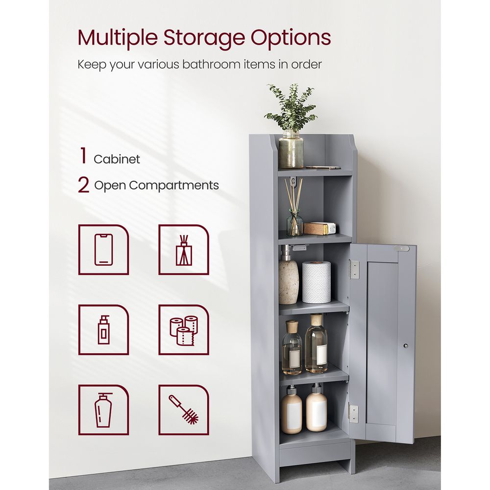 Bathroom Corner Storage Cabinet - Small Floor Unit - Adjustable Shelves