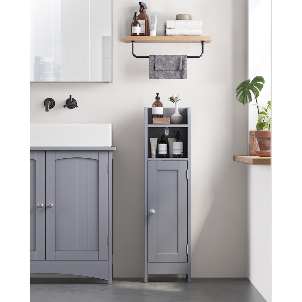 Bathroom Corner Storage Cabinet - Small Floor Unit - Adjustable Shelves