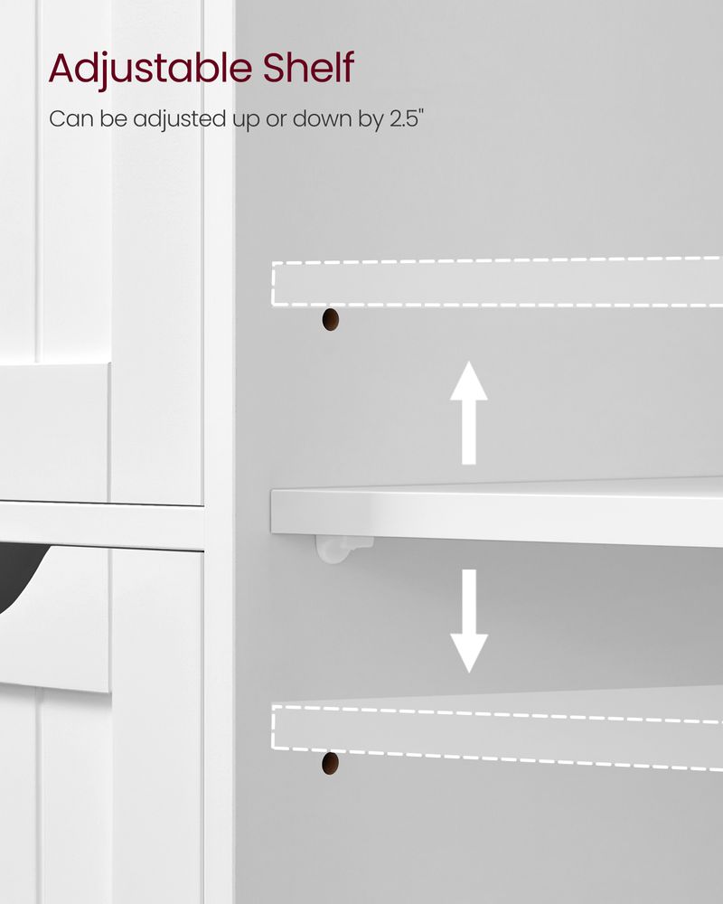 Bathroom Storage Cabinet - White - 3 Drawers - Adjustable Shelf