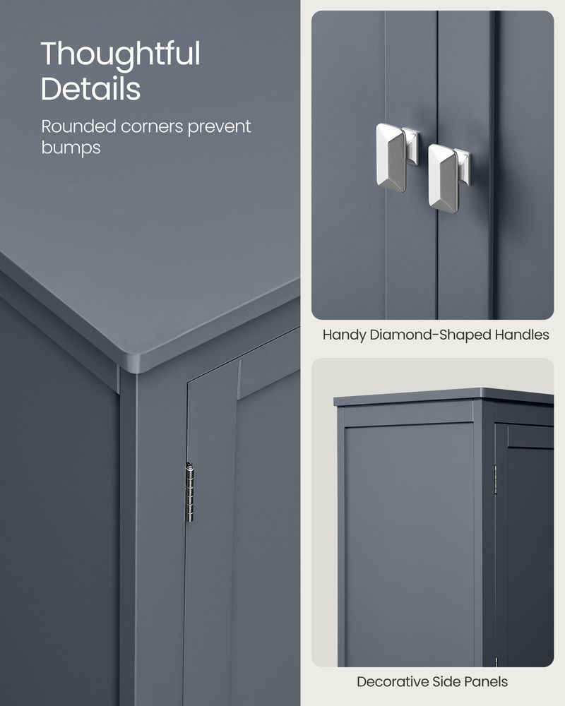 Bathroom Floor Storage Cabinet - 4 Doors - Adjustable Shelves