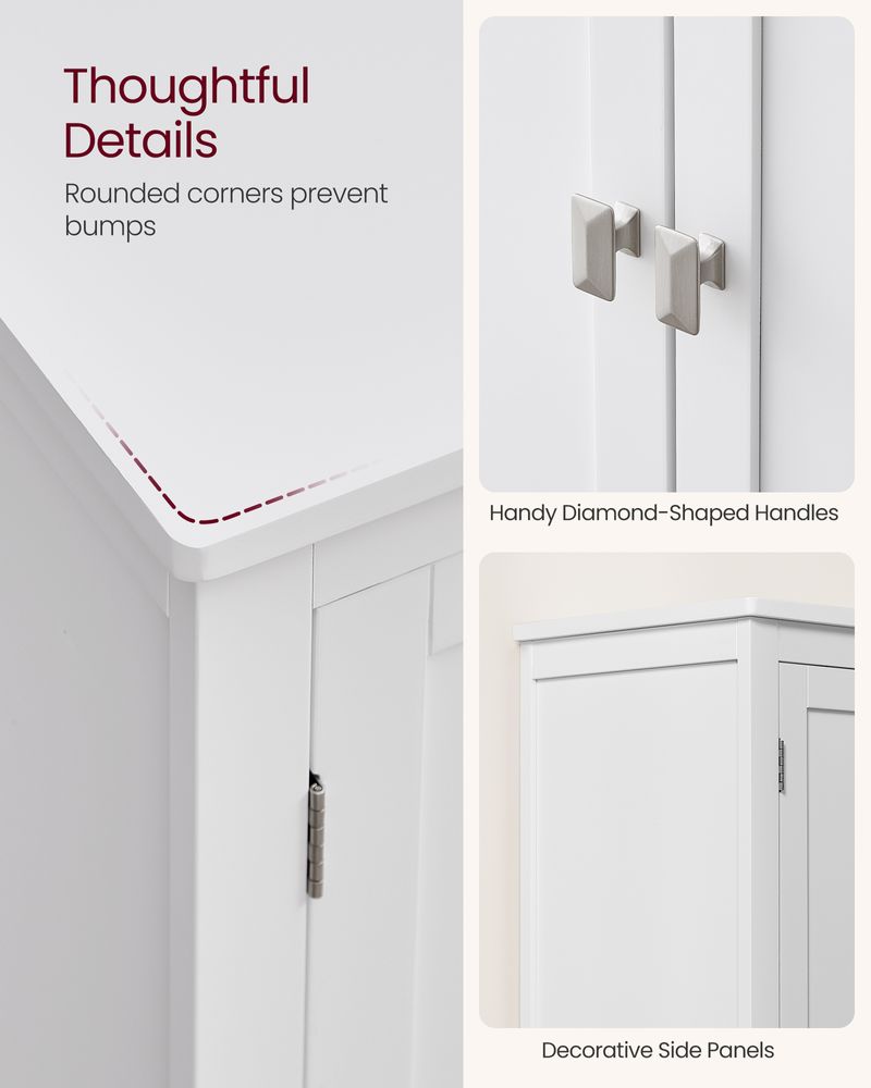 Bathroom Floor Storage Cabinet - 4 Doors - Adjustable Shelves