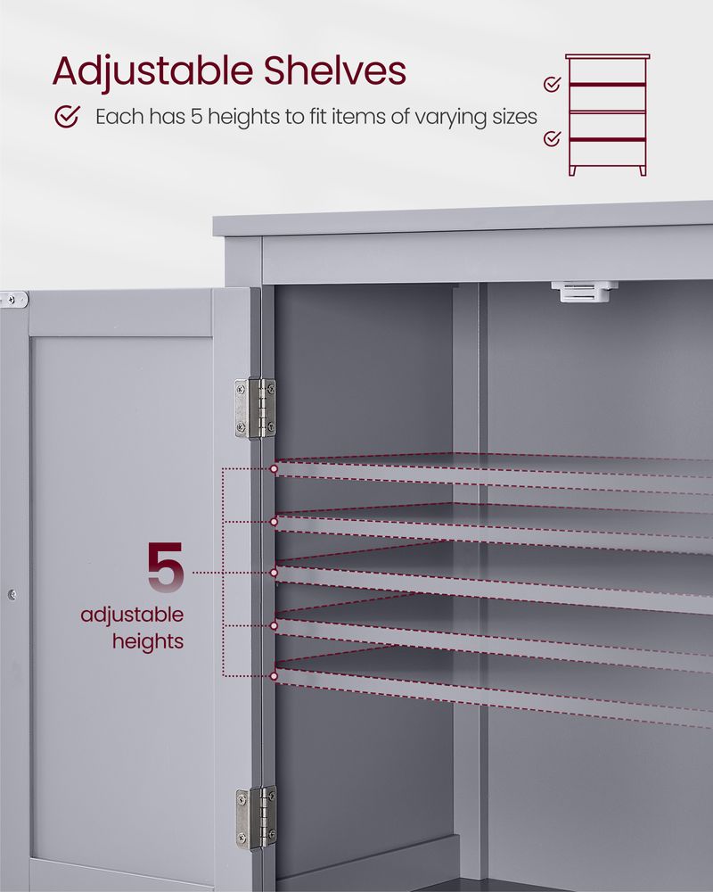 Bathroom Floor Storage Cabinet - 4 Doors - Adjustable Shelves