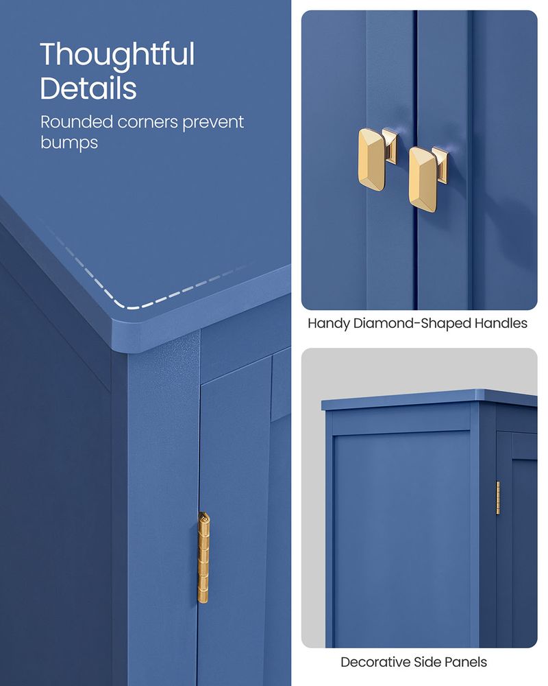 Bathroom Floor Storage Cabinet - 4 Doors - Adjustable Shelves