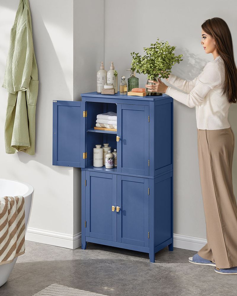 Bathroom Floor Storage Cabinet - 4 Doors - Adjustable Shelves