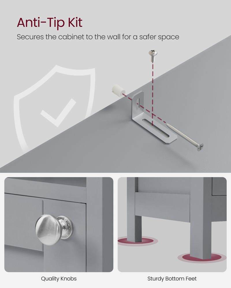 Tall Bathroom Cabinet with Lights – Narrow Design – Adjustable Shelves