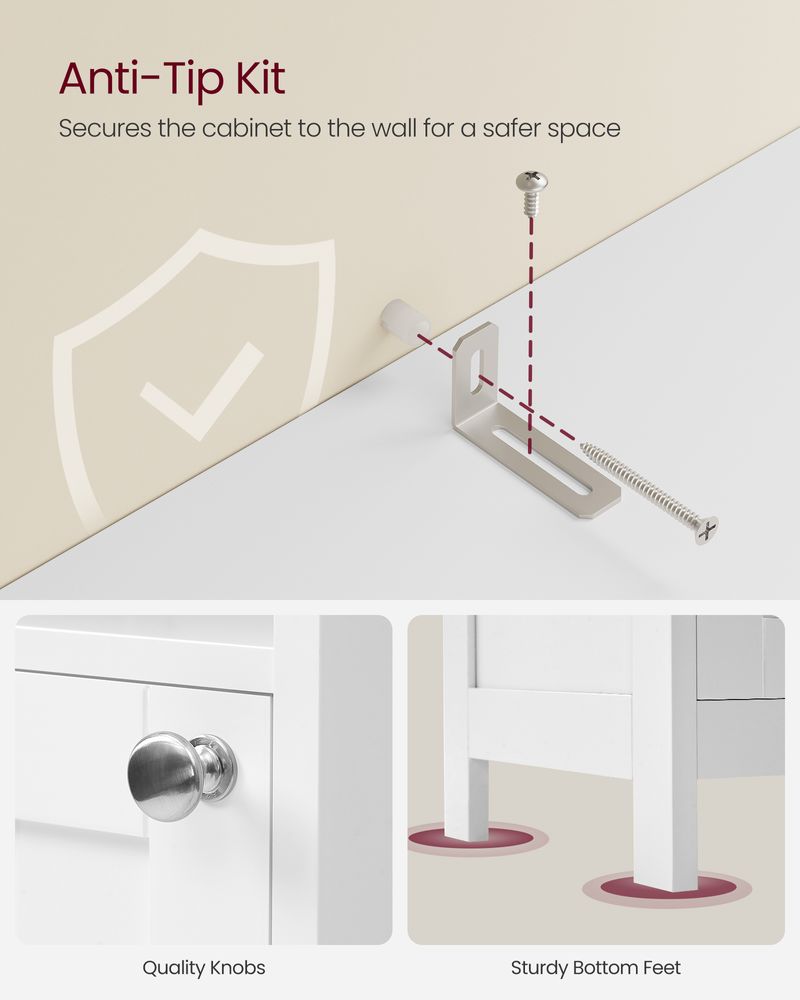 Tall Bathroom Cabinet with Lights – Narrow Design – Adjustable Shelves