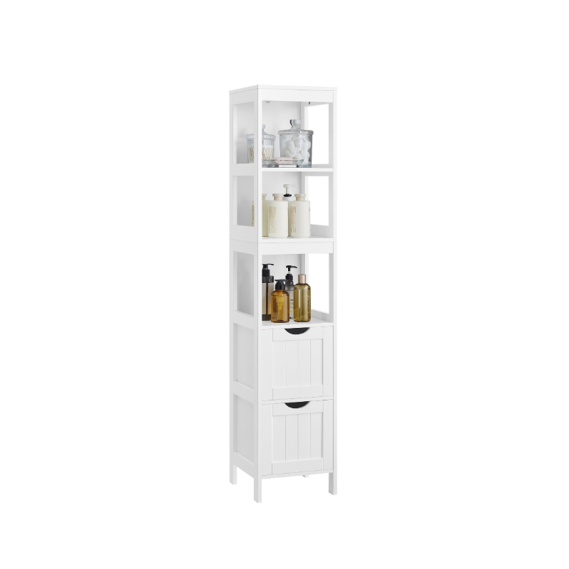 Bathroom Floor Cabinet - Slim With 2 Removable Drawers - Storage Unit
