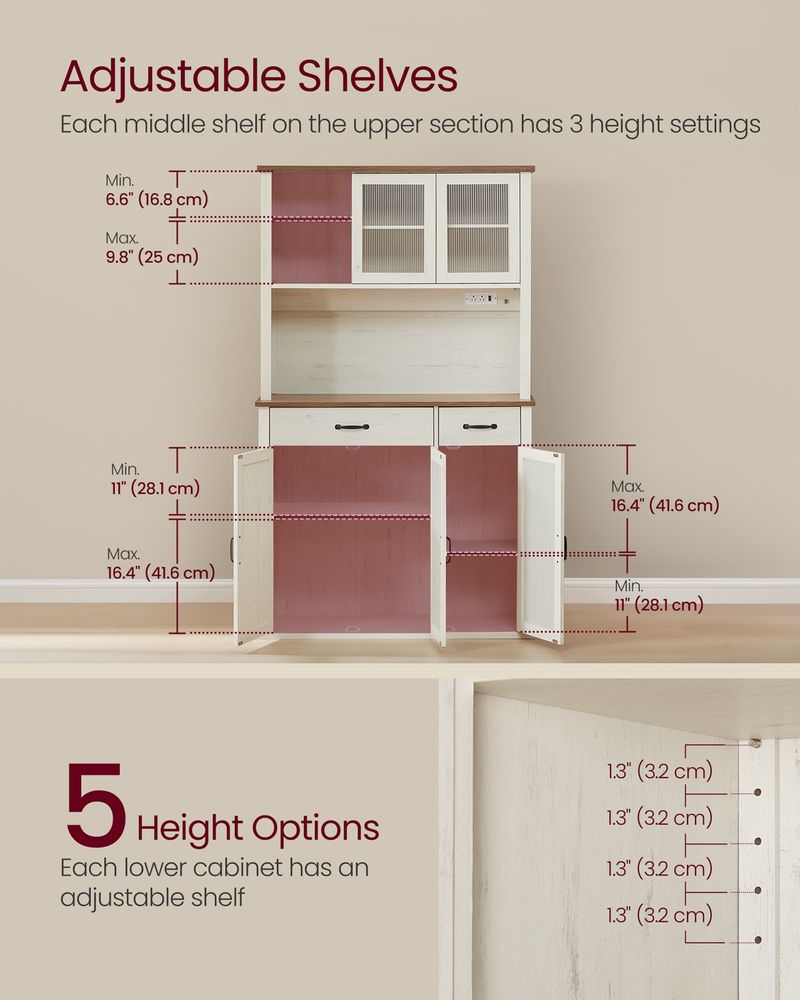 Pantry Cabinet – Charging Station & Lights – Farmhouse Kitchen Storage