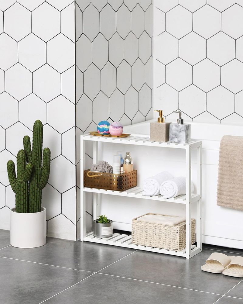 3-Tier Bamboo Bathroom Shelf – Adjustable Shelves – Wall Mount or Freestanding