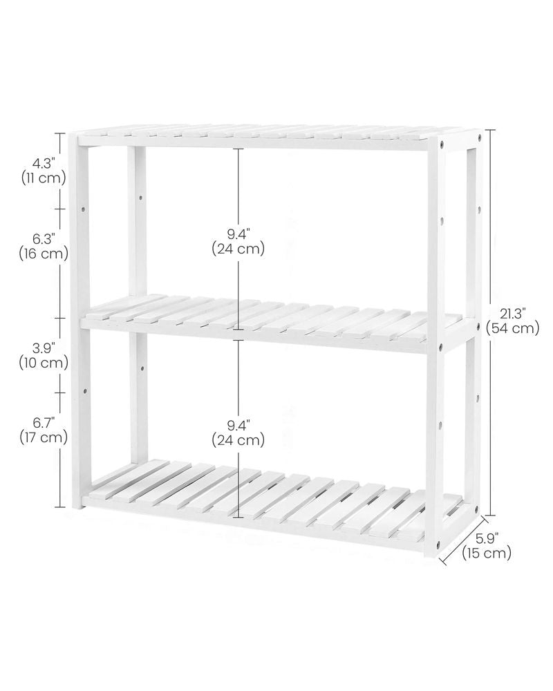 3-Tier Bamboo Bathroom Shelf – Adjustable Shelves – Wall Mount or Freestanding