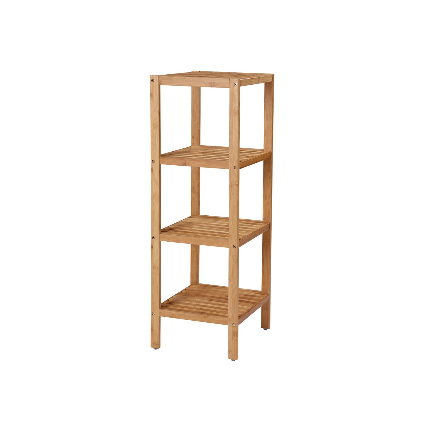 4-Tier Bamboo Bathroom Shelf – Narrow Design – Space-Saving Storage Rack