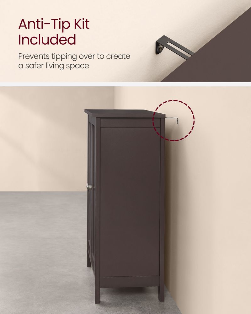 Bathroom Storage Cabinet - 2 Adjustable Shelves - Freestanding