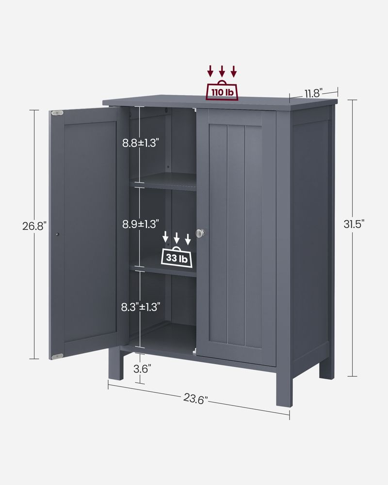 Bathroom Storage Cabinet - 2 Adjustable Shelves - Freestanding